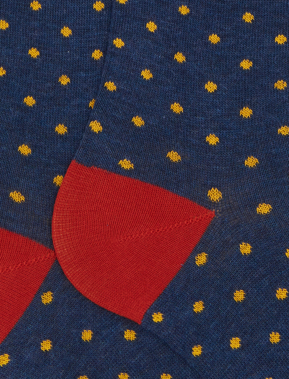 Men's long blue cotton socks with polka dots - Gallo 1927 - Official Online Shop