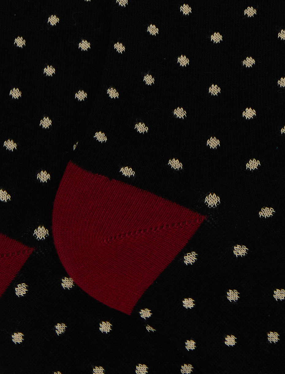 Men's long black cotton socks with polka dots - Gallo 1927 - Official Online Shop