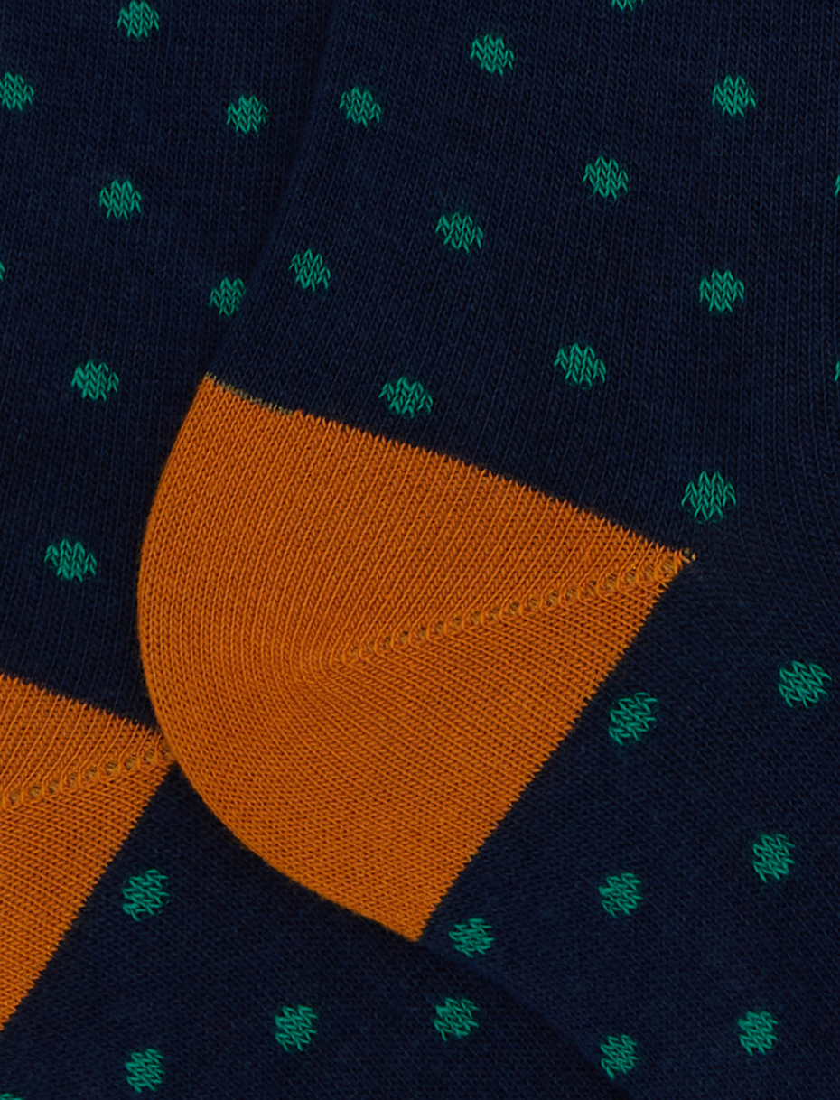 Men's long blue cotton socks with polka dots - Gallo 1927 - Official Online Shop