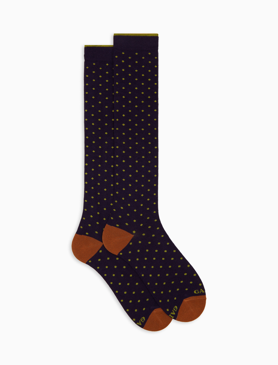 Men's long purple cotton socks with polka dots - Gallo 1927 - Official Online Shop