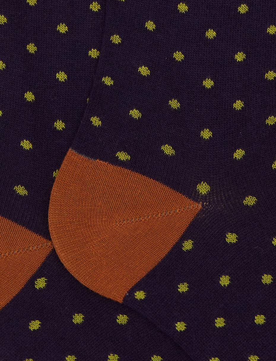 Men's long purple cotton socks with polka dots - Gallo 1927 - Official Online Shop
