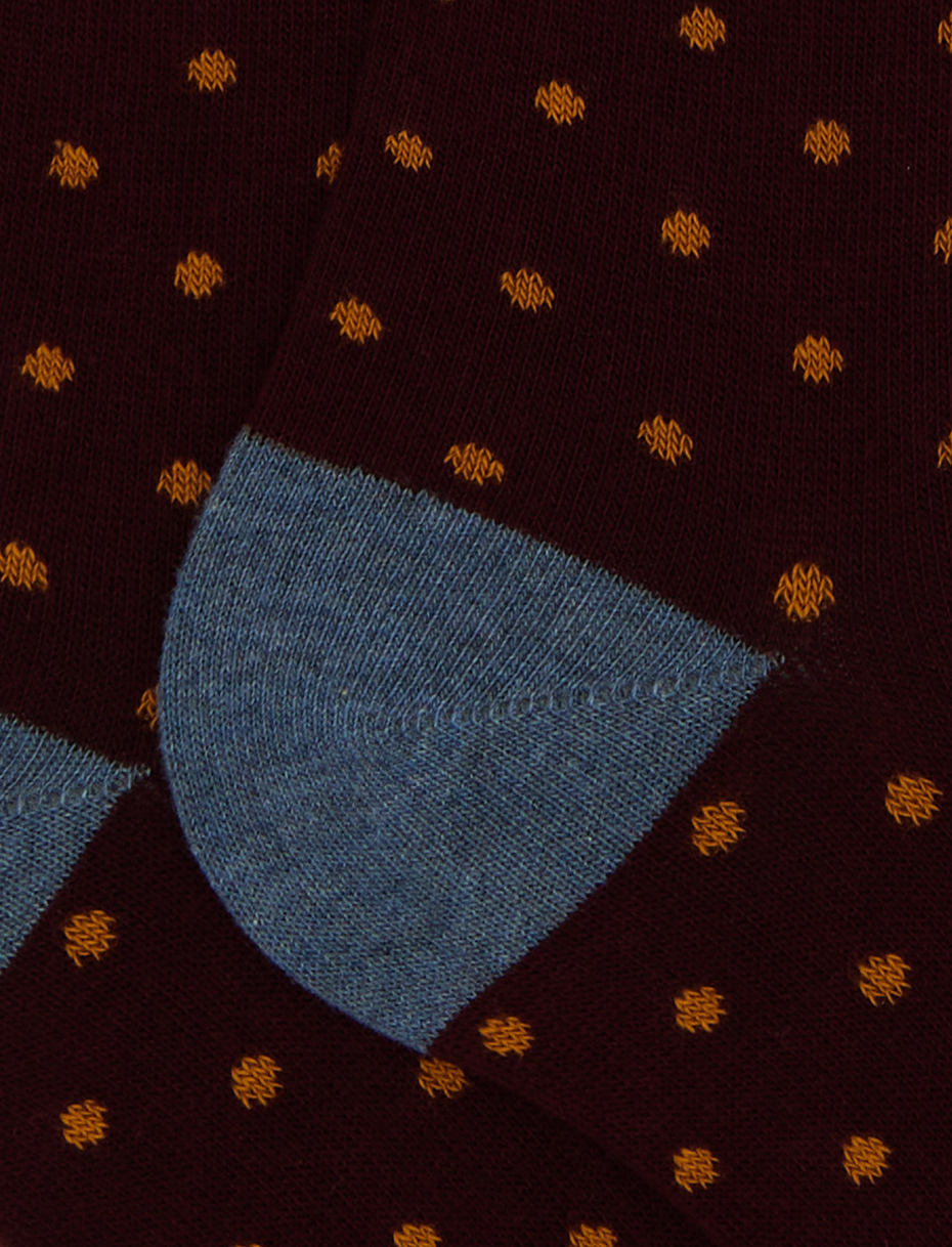 Men's long burgundy cotton socks with polka dots - Gallo 1927 - Official Online Shop