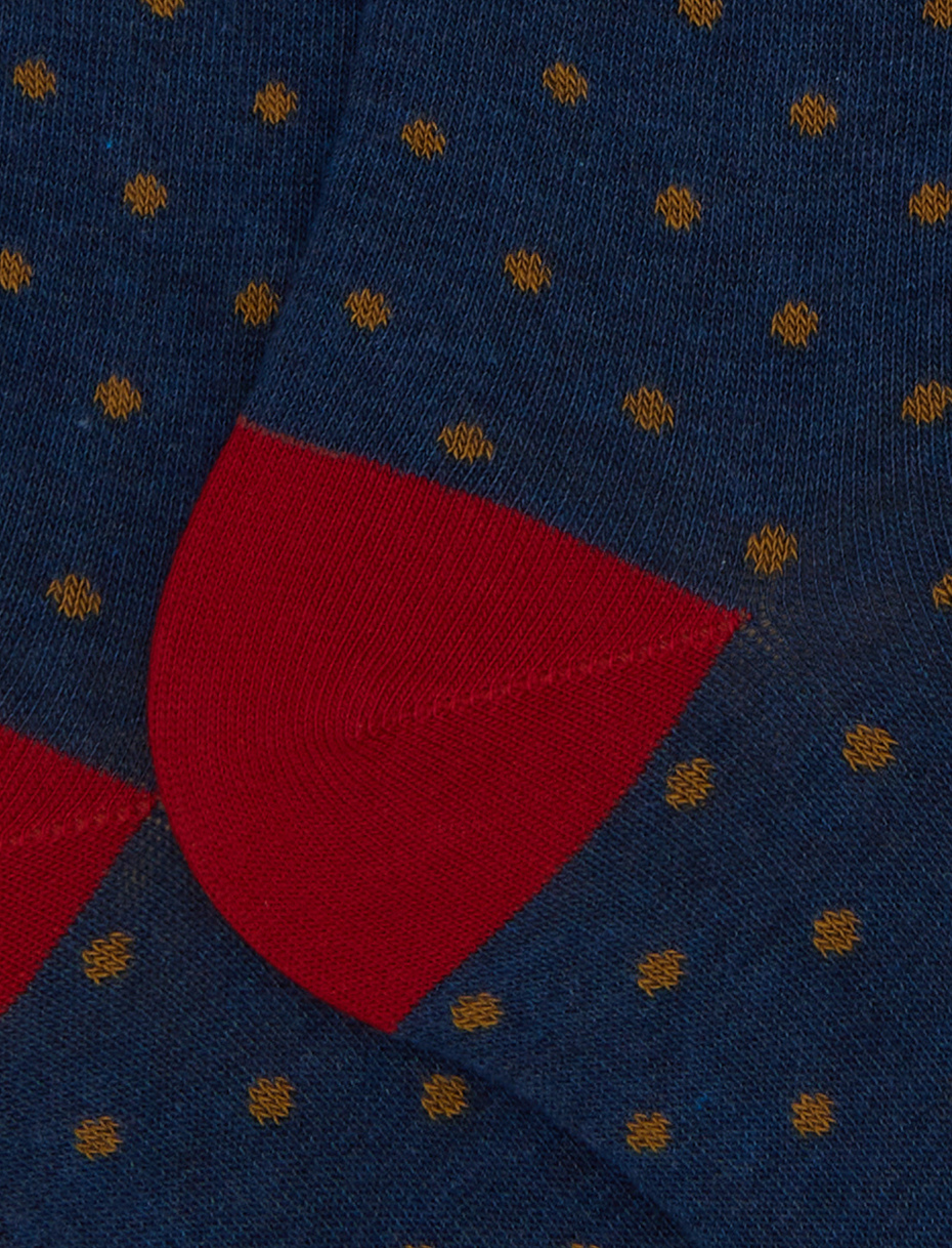 Men's long blue cotton socks with polka dots - Gallo 1927 - Official Online Shop