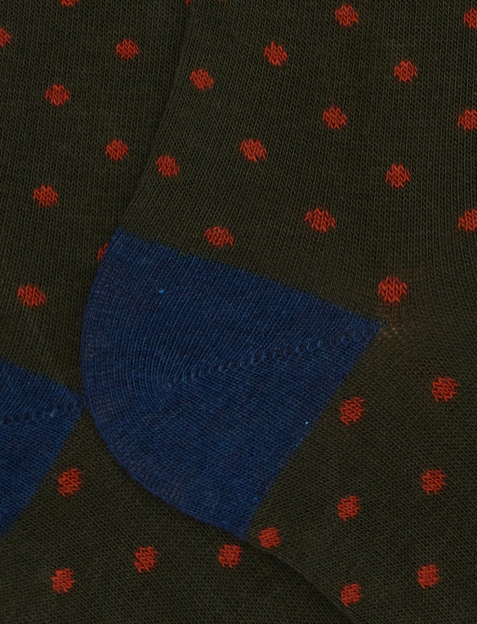 Calze lunghe uomo cotone verde fantasia pois - Gallo 1927 - Official Online Shop