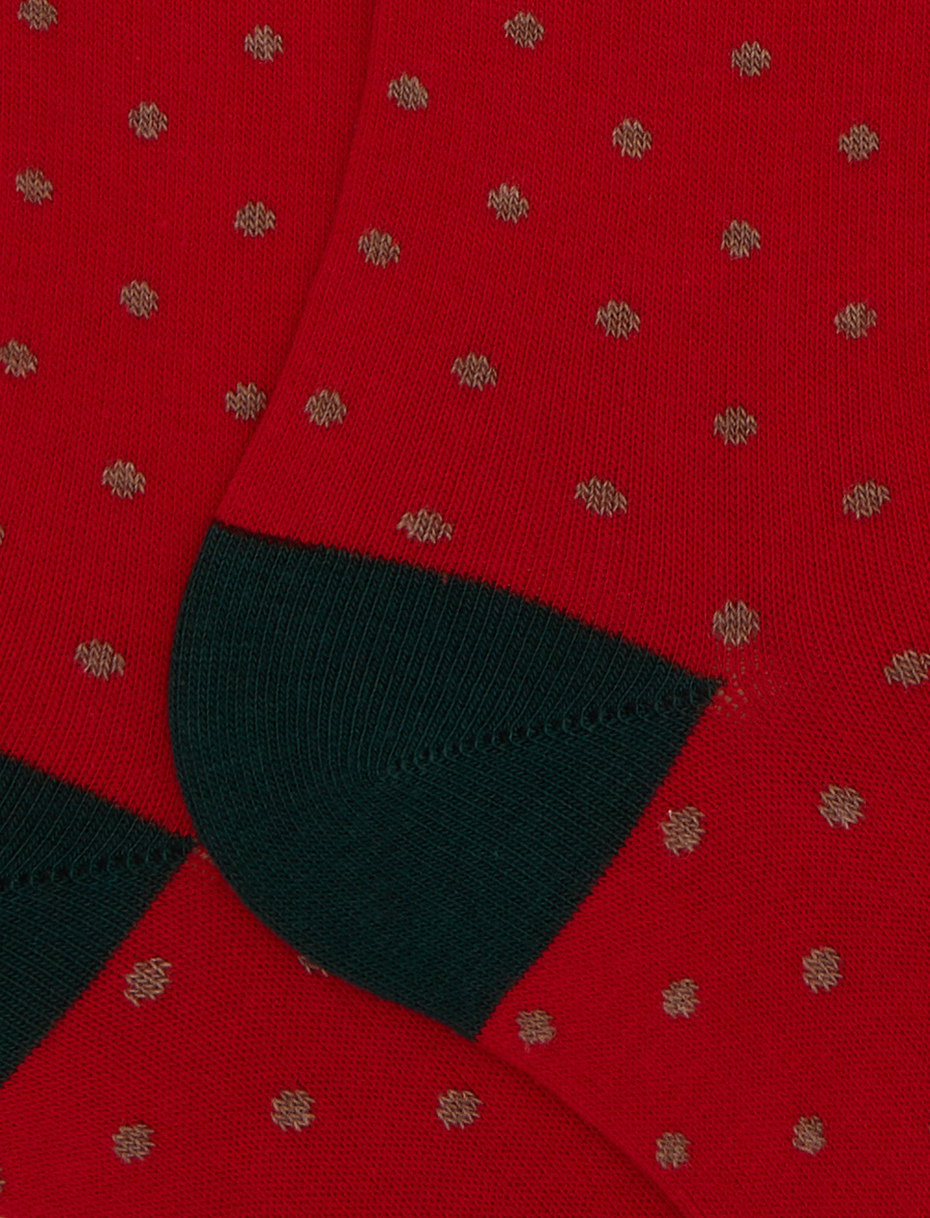 Men's long red cotton socks with polka dots - Gallo 1927 - Official Online Shop