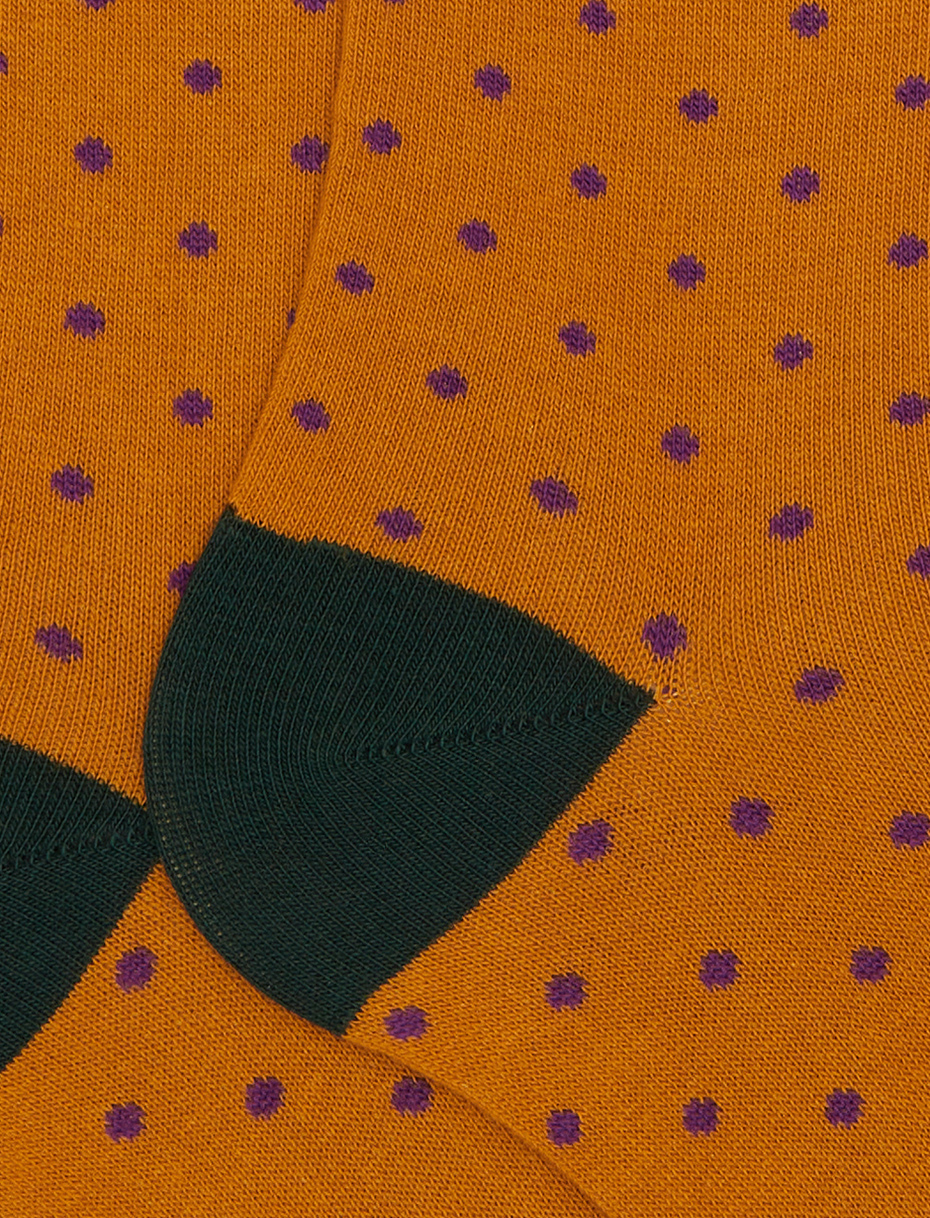 Men's long yellow cotton socks with polka dots - Gallo 1927 - Official Online Shop