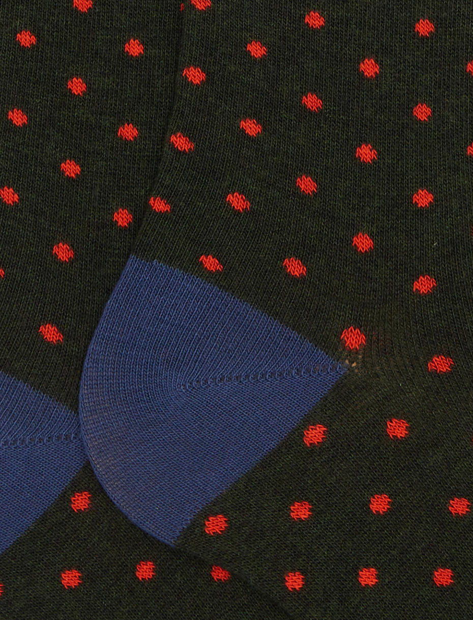 Men's long green cotton socks with polka dots - Gallo 1927 - Official Online Shop