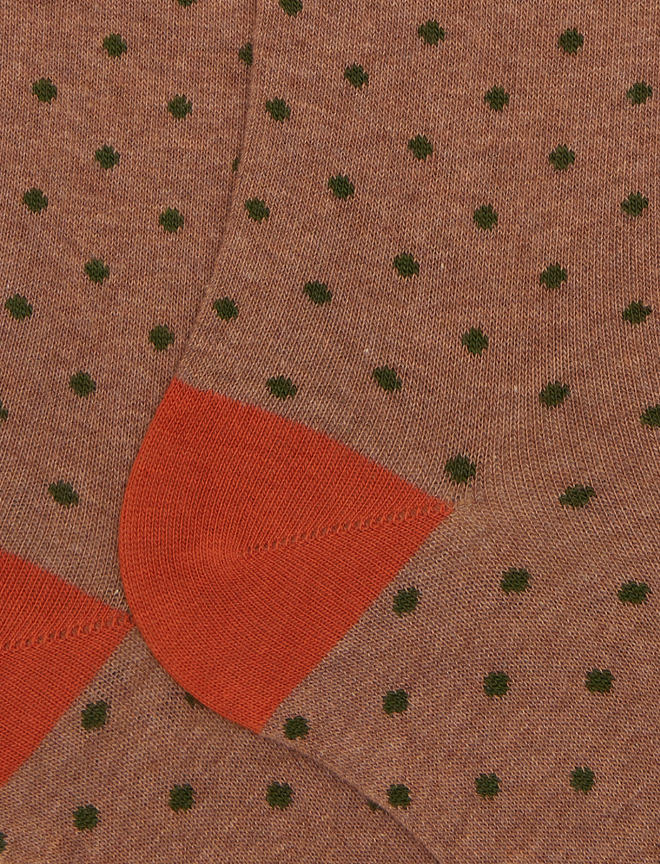 Men's long beige cotton socks with polka dots - Gallo 1927 - Official Online Shop