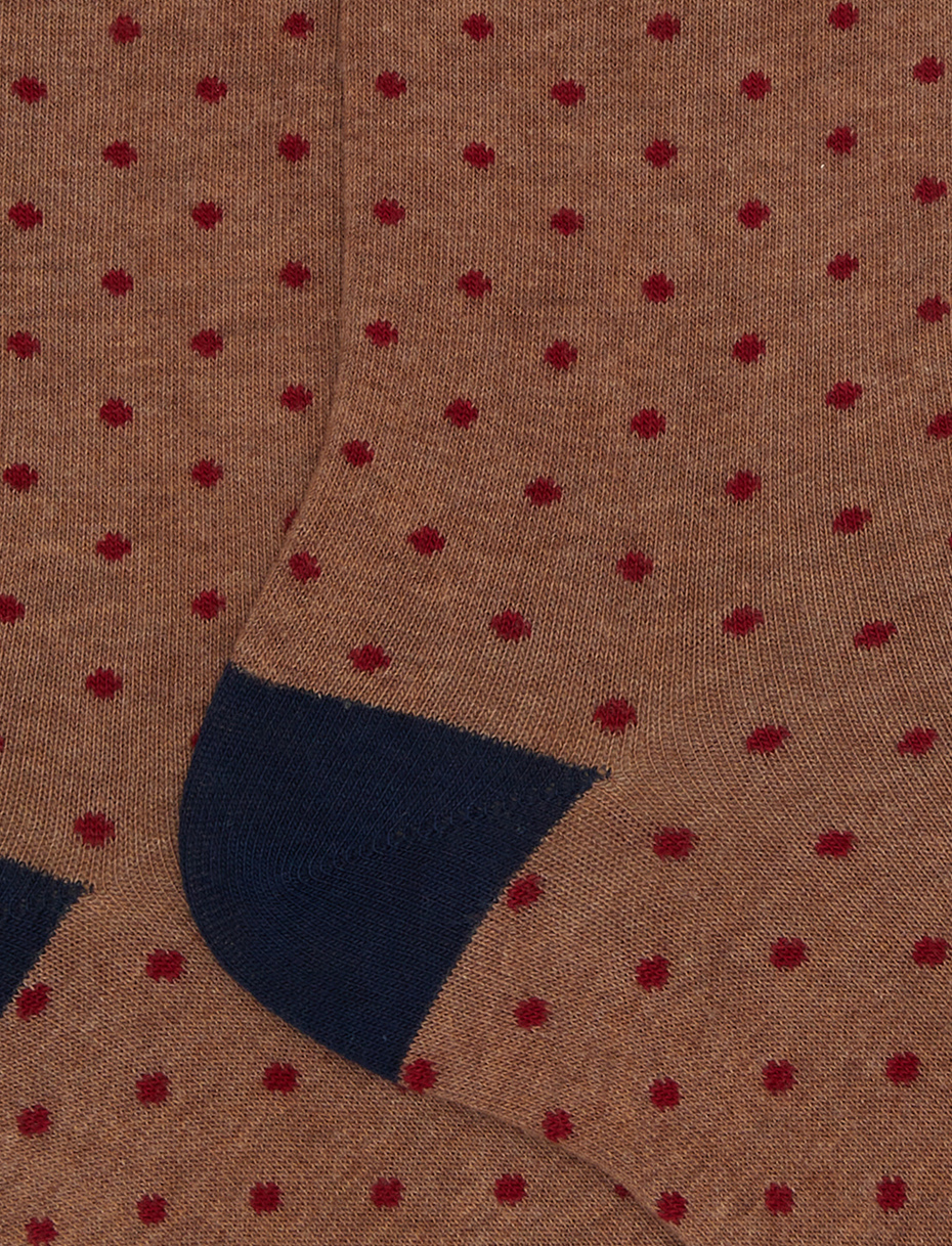 Calze corte uomo cotone beige fantasia pois - Gallo 1927 - Official Online Shop