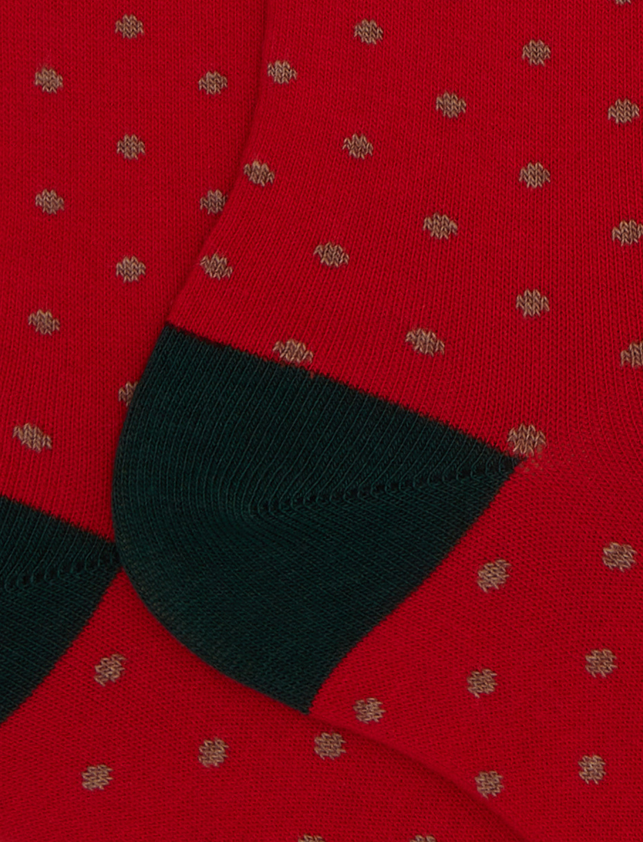 Calze corte uomo cotone rosso fantasia pois - Gallo 1927 - Official Online Shop