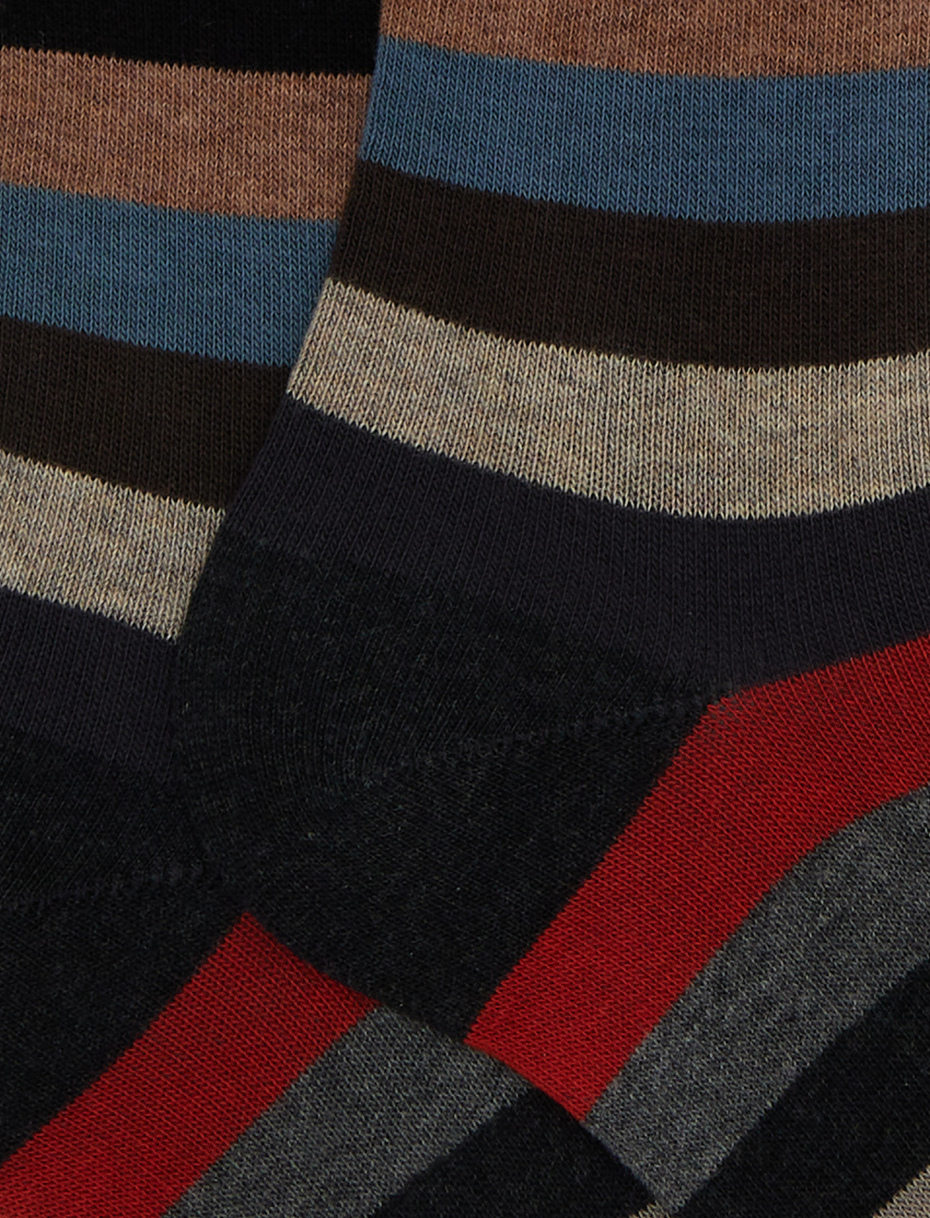 Men's long grey cotton socks with even stripes - Gallo 1927 - Official Online Shop