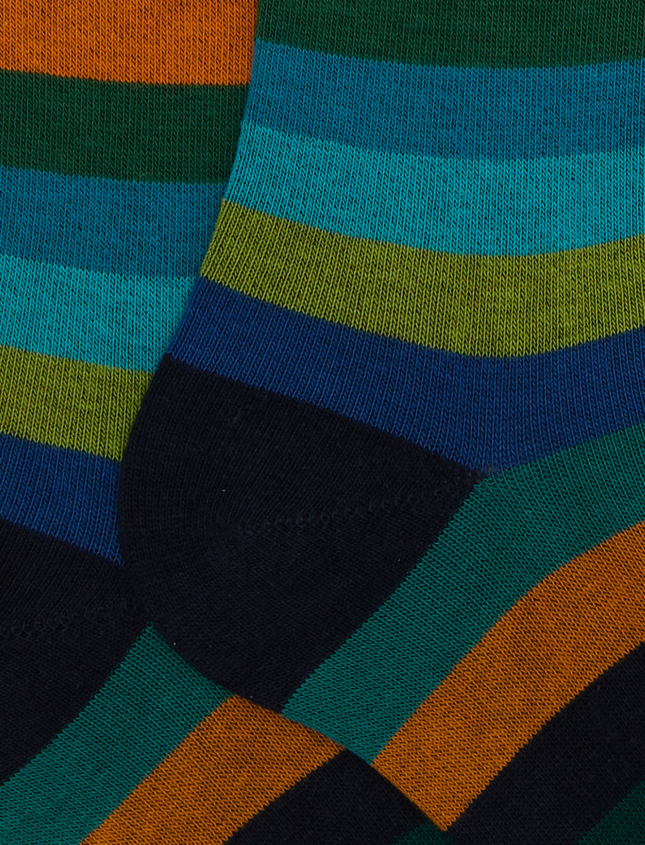 Men's long green cotton socks with even stripes - Gallo 1927 - Official Online Shop