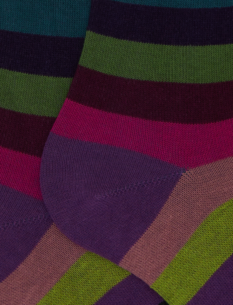 Men's long fuchsia cotton socks with even stripes - Gallo 1927 - Official Online Shop