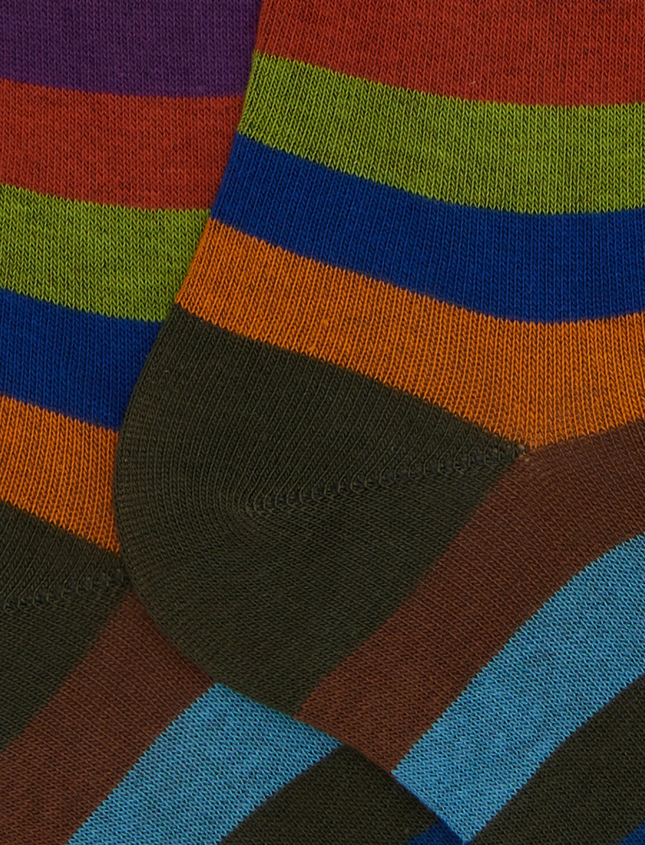 Men's long yellow cotton socks with even stripes - Gallo 1927 - Official Online Shop