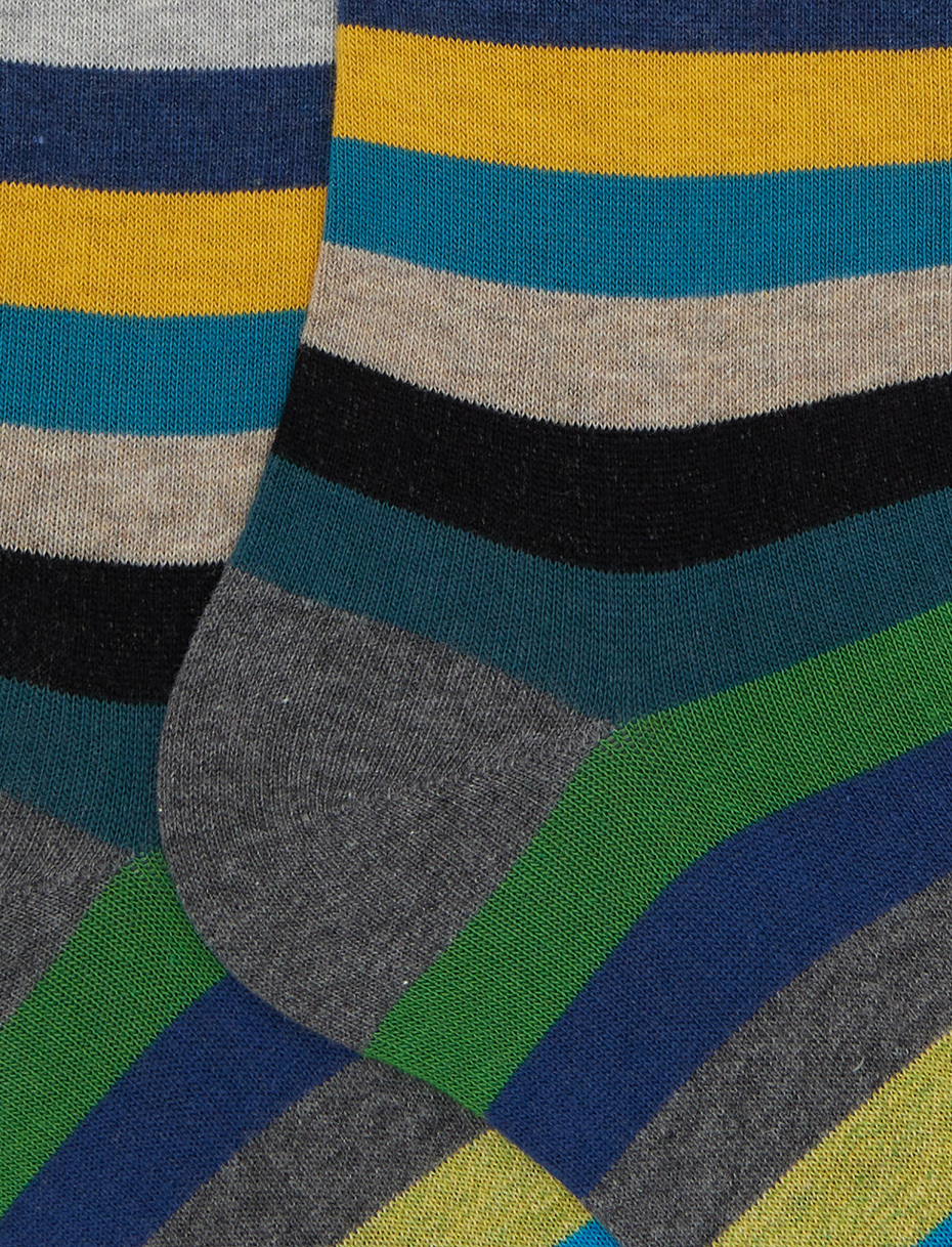 Men's long grey cotton socks with even stripes - Gallo 1927 - Official Online Shop