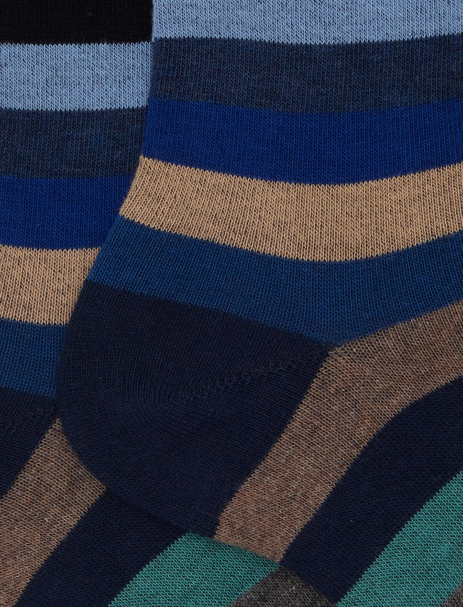 Calze corte uomo cotone blu righe pari - Gallo 1927 - Official Online Shop