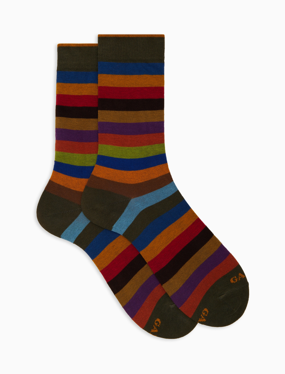 Calze corte uomo cotone giallo righe pari - Gallo 1927 - Official Online Shop