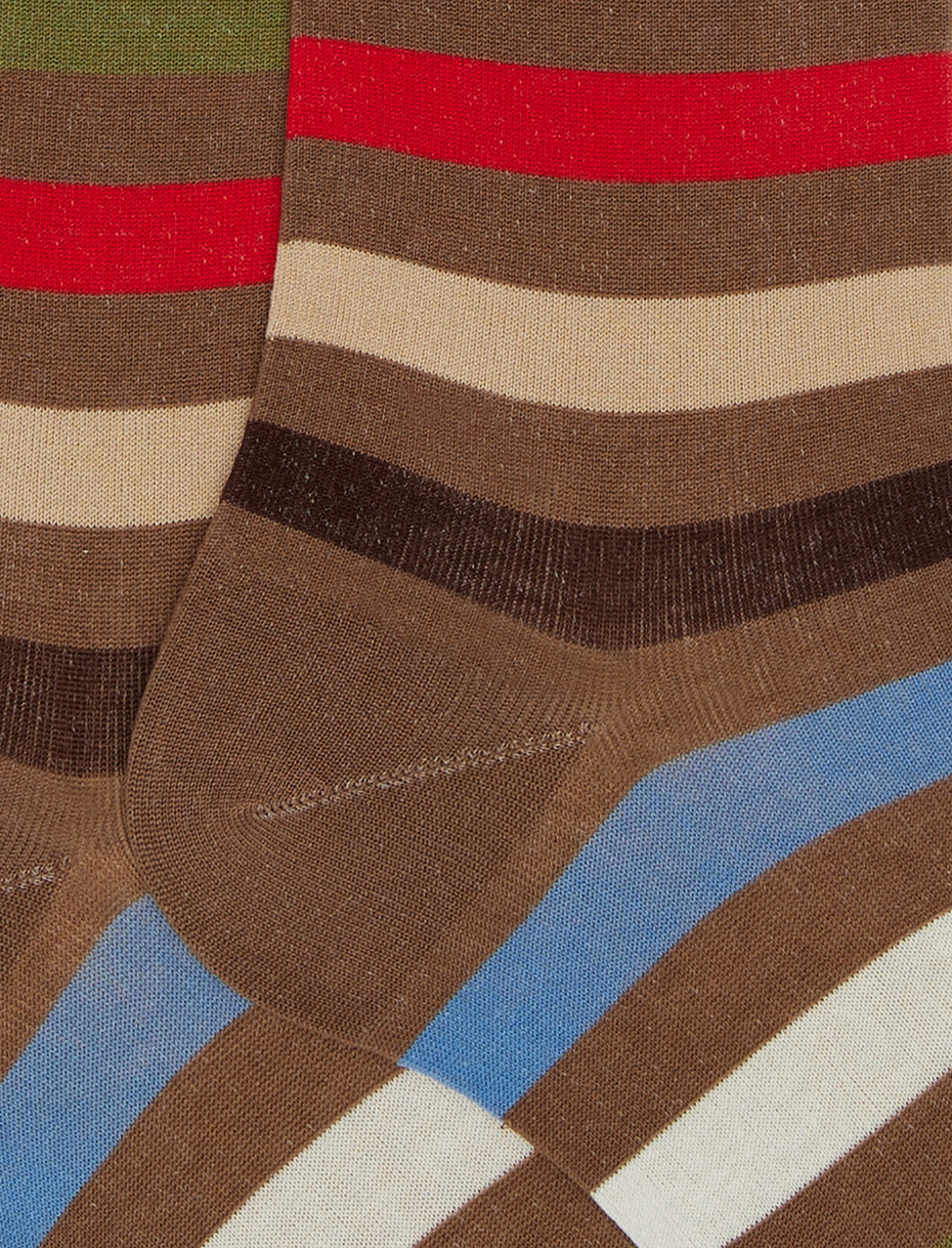Men's long torto ultra-light cotton socks with even stripes - Gallo 1927 - Official Online Shop