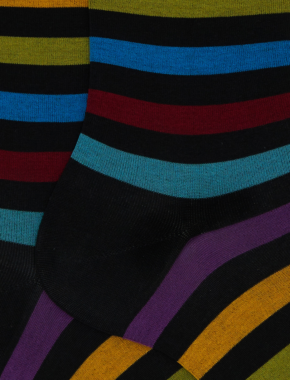 Men's short grey cotton socks with even stripes - Gallo 1927 - Official Online Shop