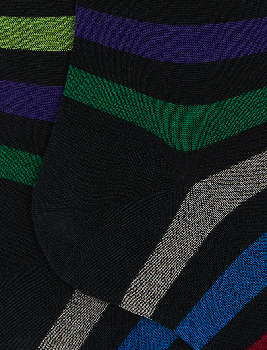 Men's short smoke grey ultra-light cotton socks with even stripes - Gallo 1927 - Official Online Shop
