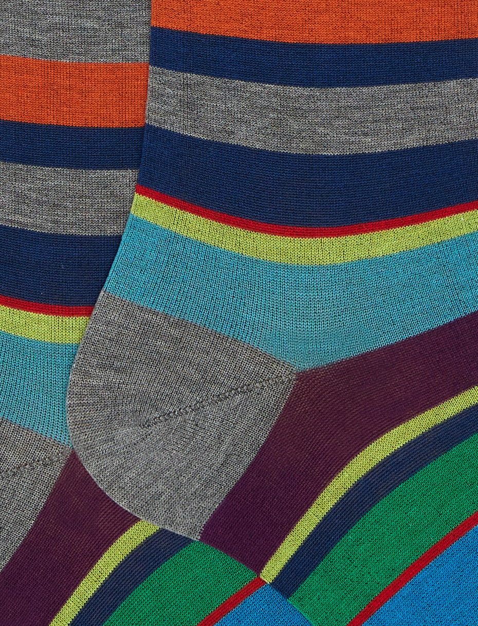 Men's long lead ultra-light cotton socks with multicoloured stripes - Gallo 1927 - Official Online Shop