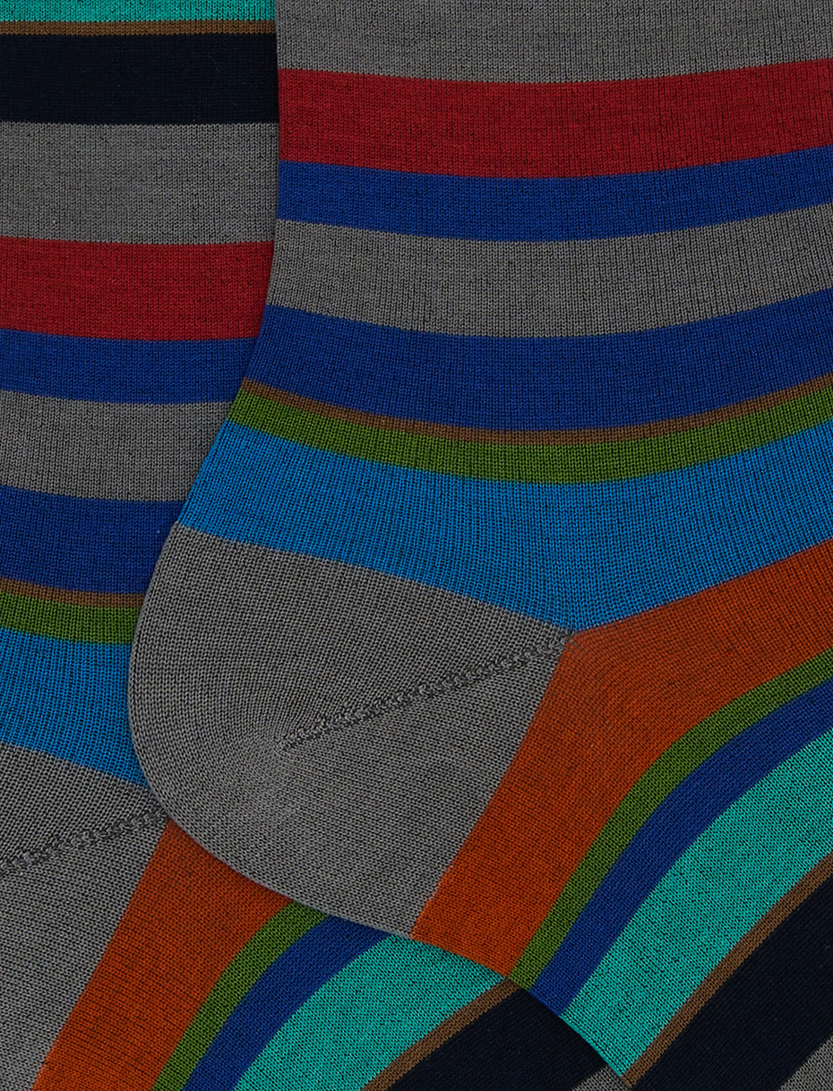 Calze corte uomo cotone righe multicolor grigio - Gallo 1927 - Official Online Shop