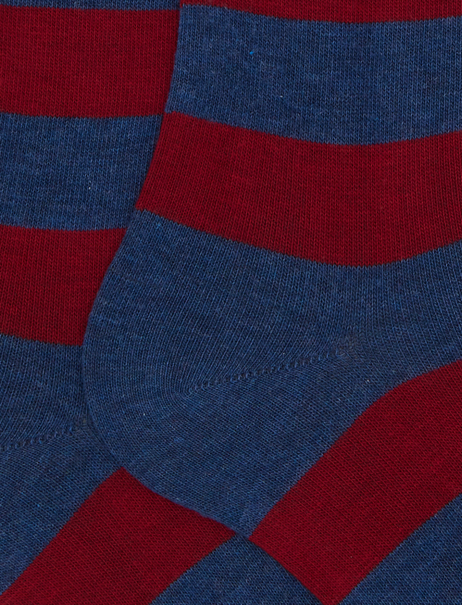 Men's long blue cotton socks with two-tone stripes - Gallo 1927 - Official Online Shop