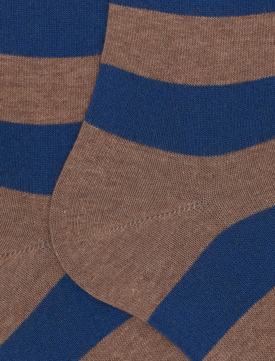 Men's long beige cotton socks with two-tone stripes - Gallo 1927 - Official Online Shop