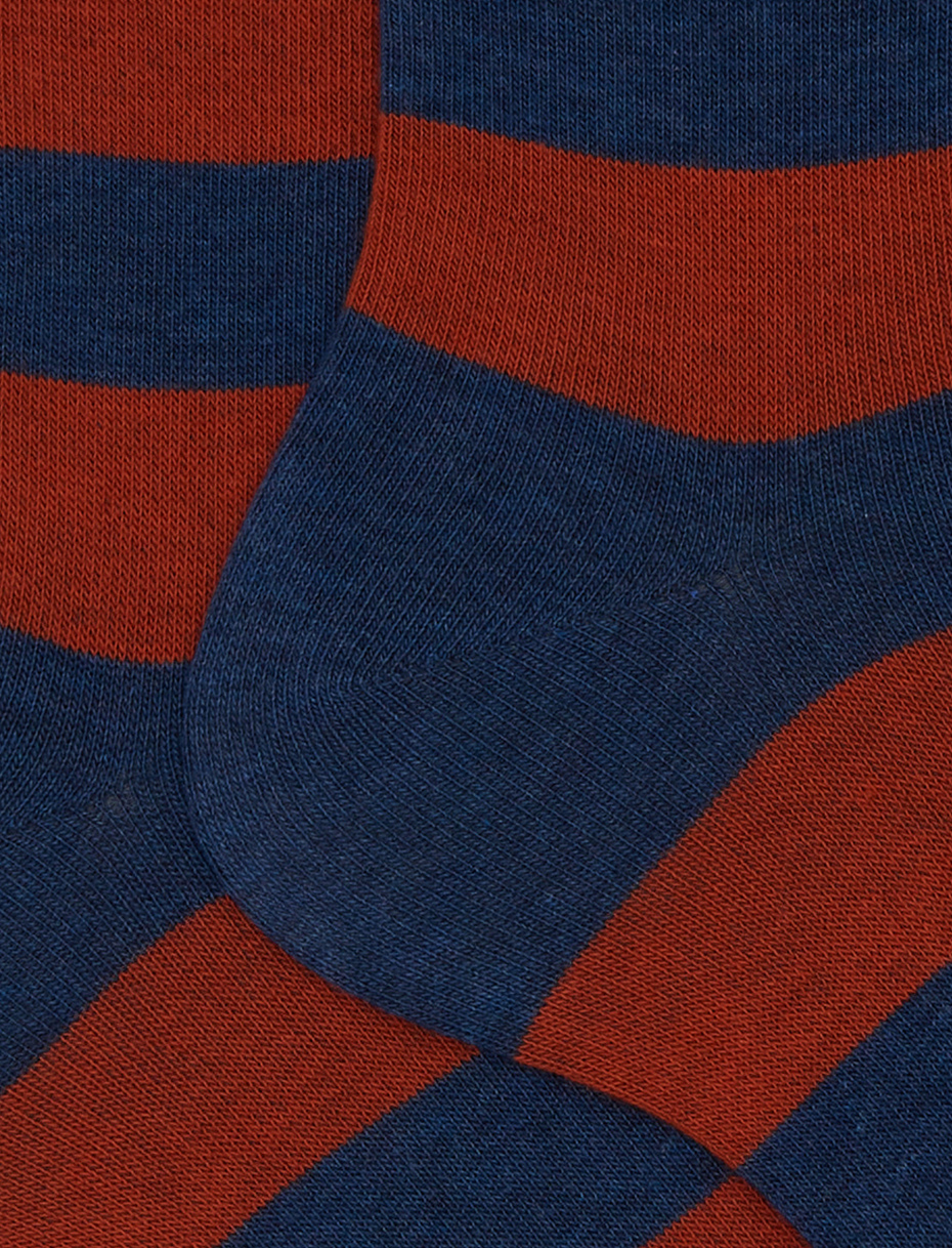 Calze corte uomo cotone arancio righe bicolore - Gallo 1927 - Official Online Shop