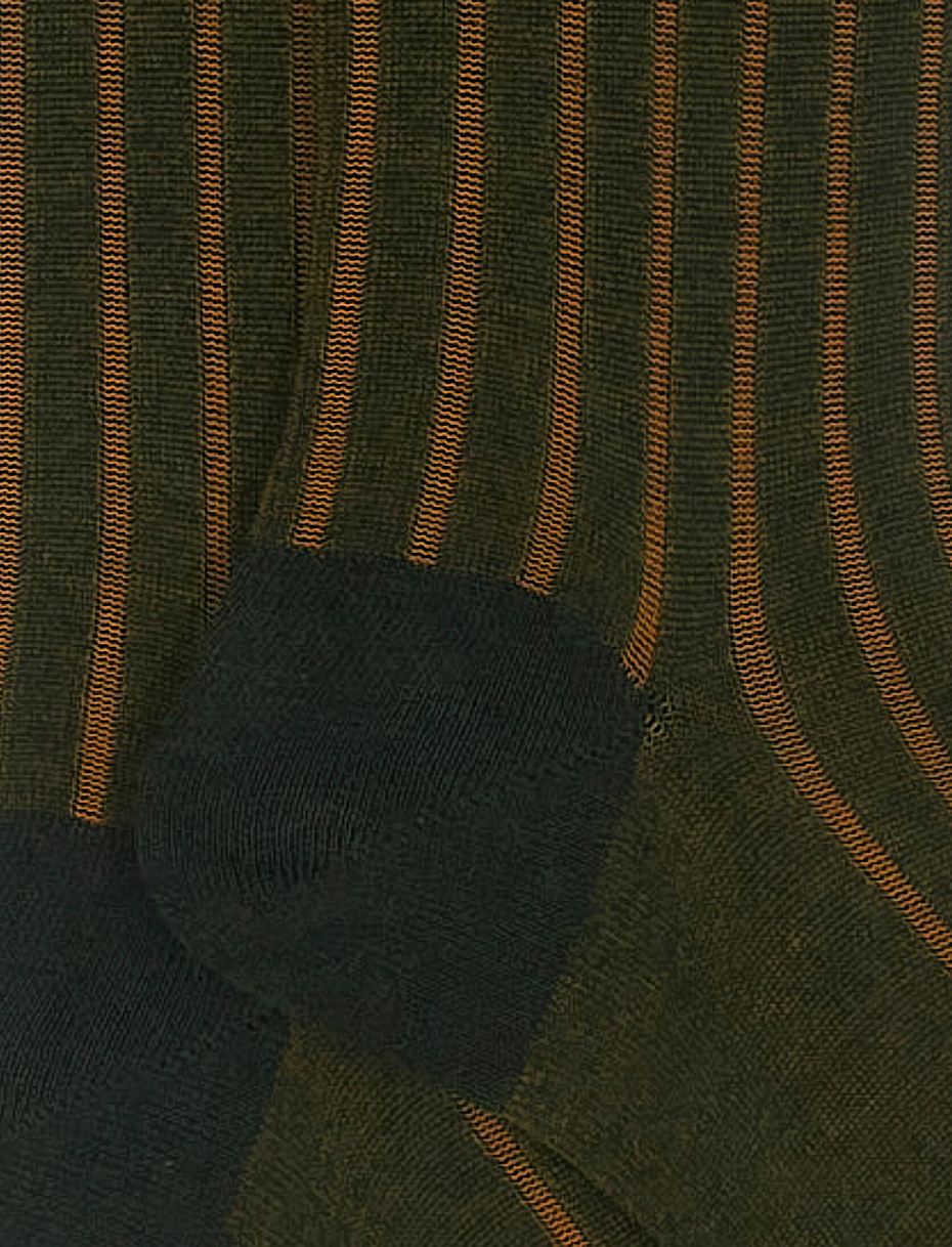 Men's long forest green plated cotton socks with wide rib stitch - Gallo 1927 - Official Online Shop