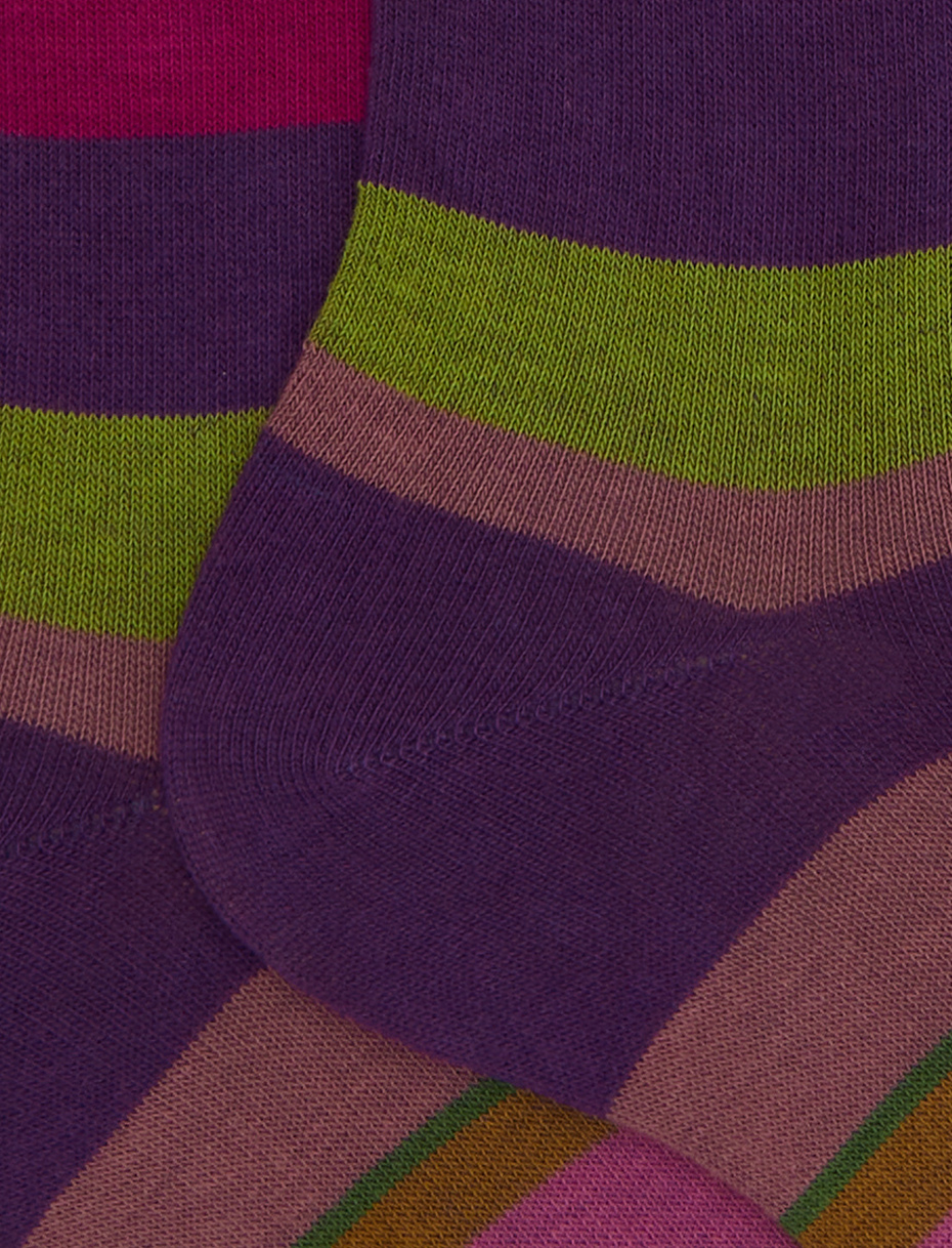 Calze corte uomo cotone viola righe multicolor - Gallo 1927 - Official Online Shop
