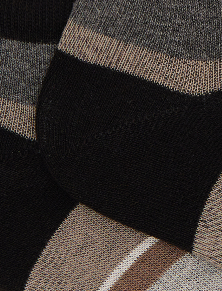 Black cotton men's ankle socks with multicolored stripes - Gallo 1927 - Official Online Shop