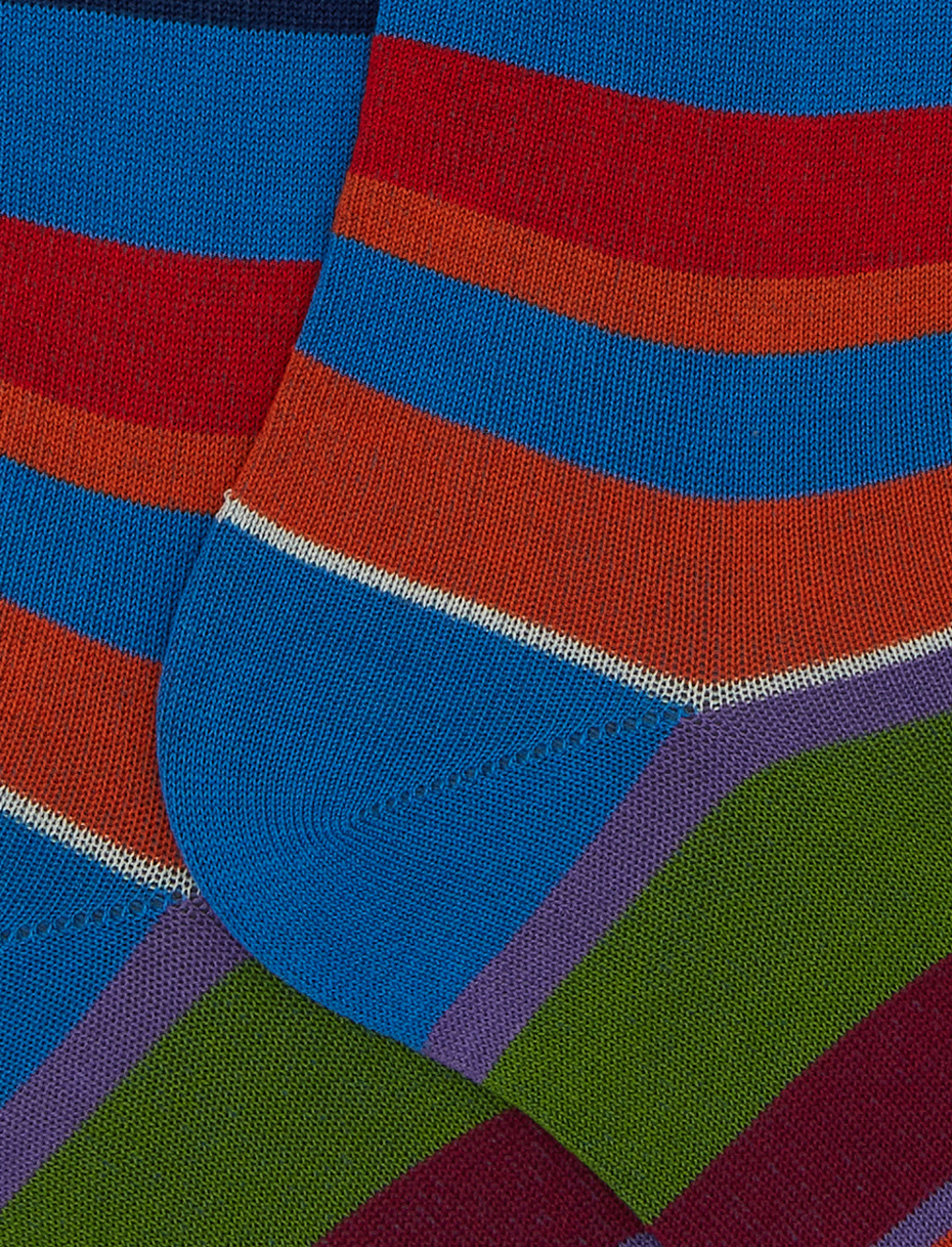 Calze lunghe uomo cotone righe multicolor azzurro - Gallo 1927 - Official Online Shop