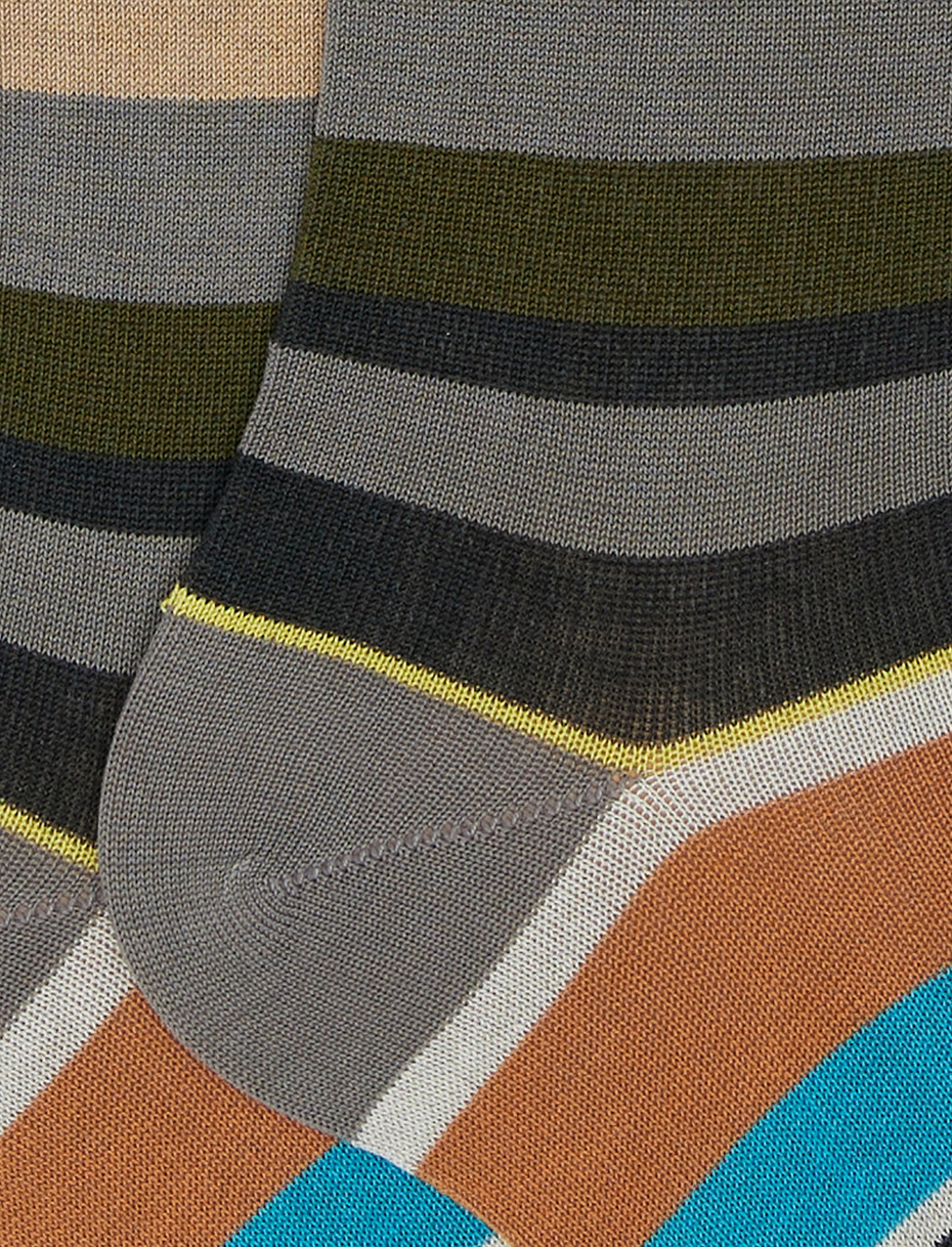 Calze lunghe uomo cotone leggero sasso righe multicolor - Gallo 1927 - Official Online Shop