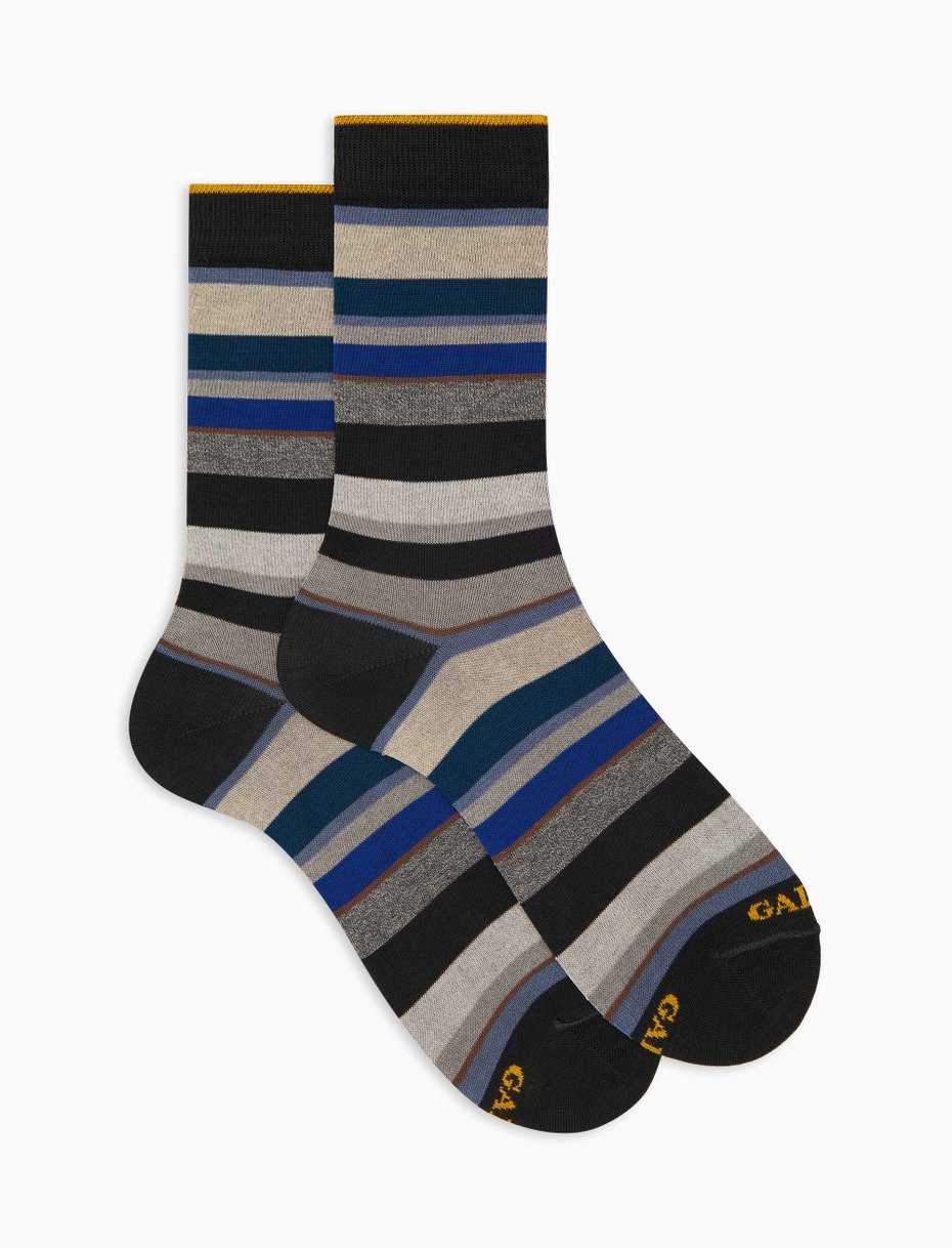 Calze corte uomo cotone righe multicolor grigio - Gallo 1927 - Official Online Shop