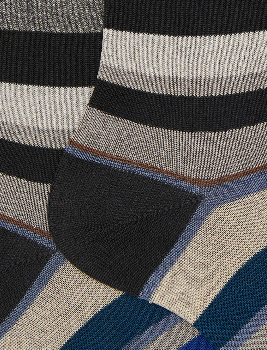 Calze corte uomo cotone righe multicolor grigio - Gallo 1927 - Official Online Shop