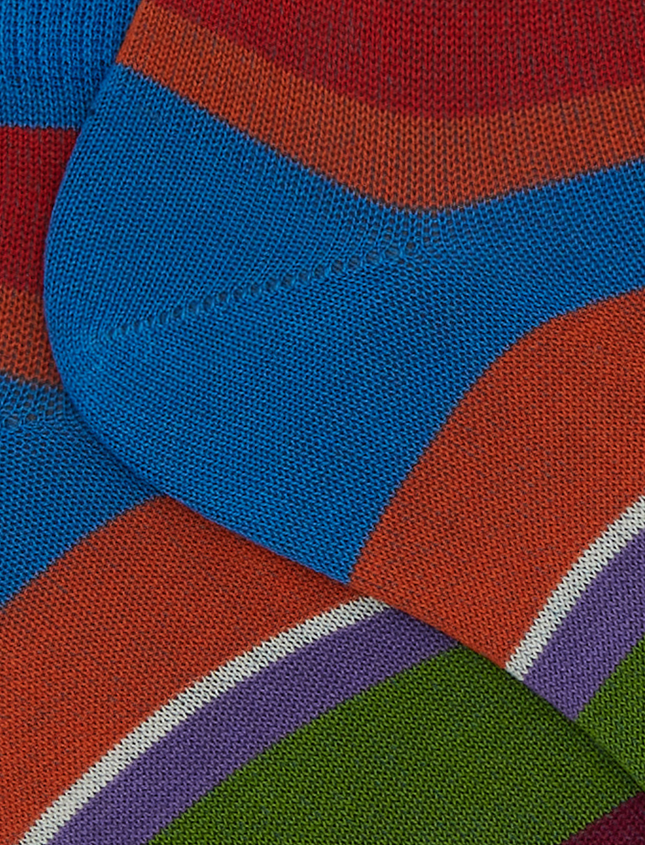 Calze fantasmini uomo cotone righe multicolor azzurro - Gallo 1927 - Official Online Shop