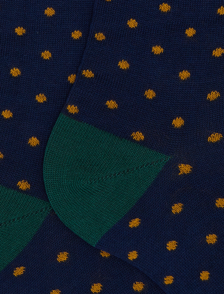 Men's long blue cotton socks with polka dot pattern - Gallo 1927 - Official Online Shop