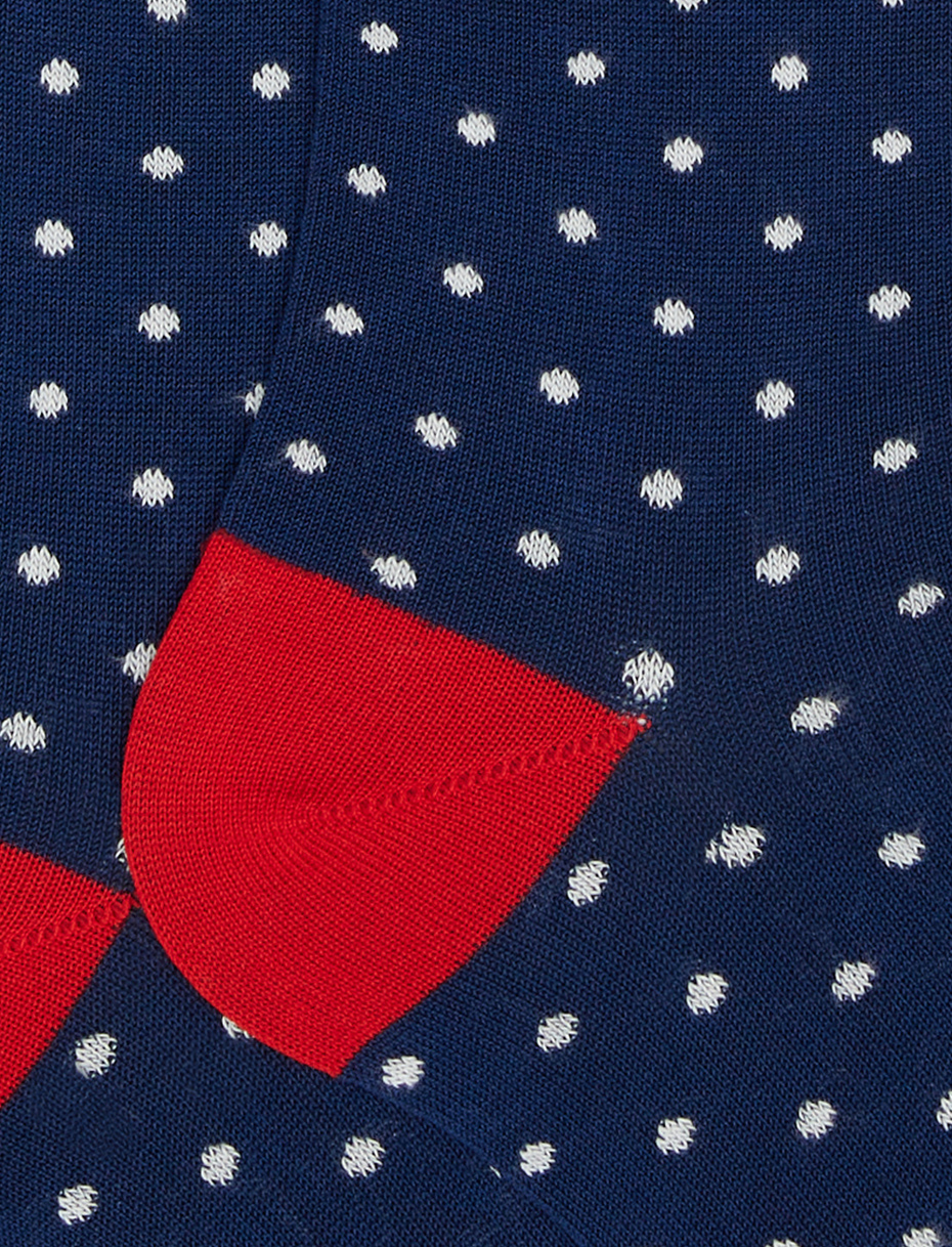Men's long royal blue light cotton socks with polka dots - Gallo 1927 - Official Online Shop