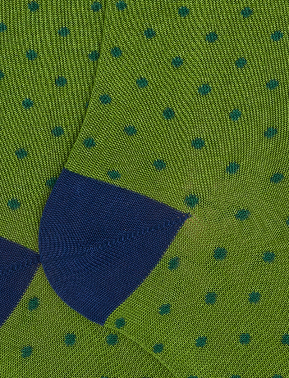 Men's long royal cactus yellow light cotton socks with polka dots - Gallo 1927 - Official Online Shop