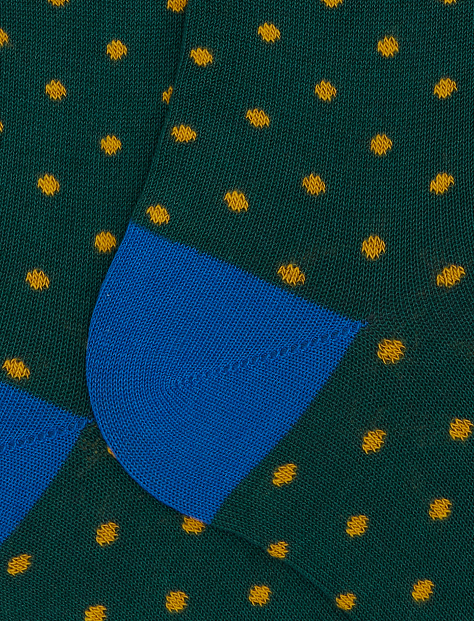 Men's long green cotton socks with polka dot pattern - Gallo 1927 - Official Online Shop