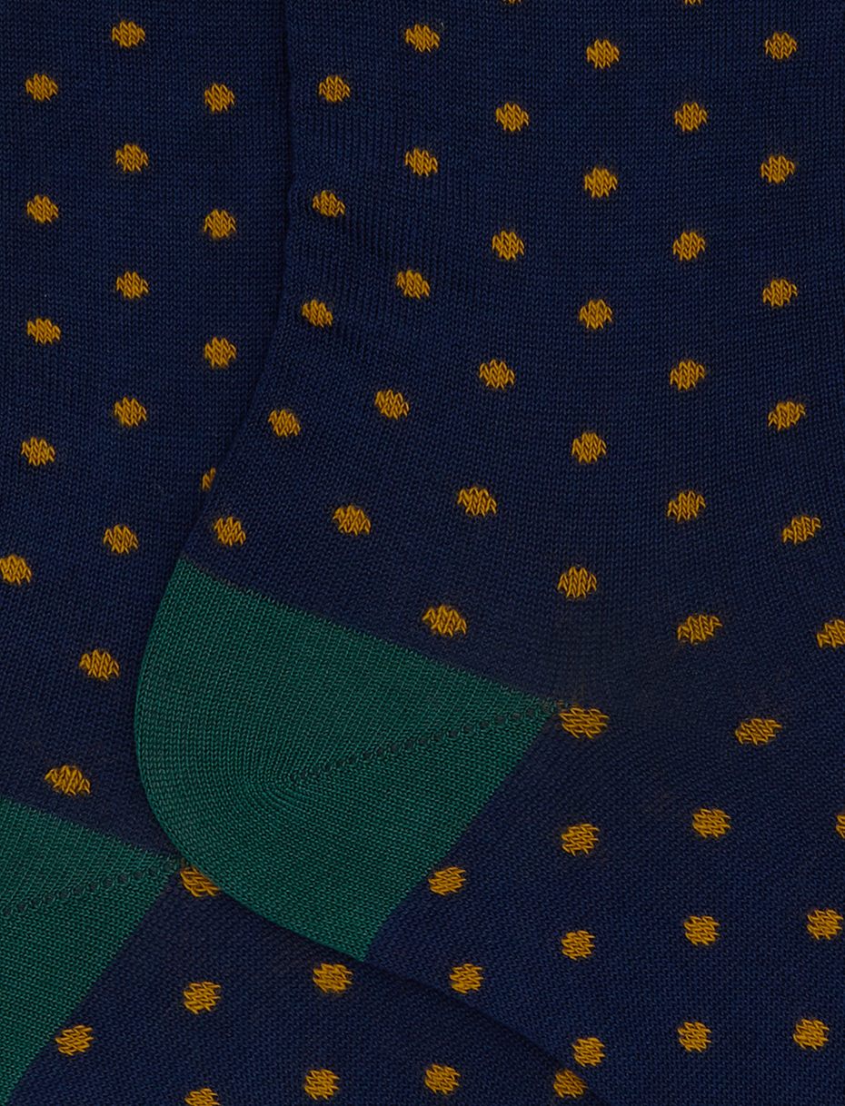 Men's short blue cotton socks with polka dot pattern - Gallo 1927 - Official Online Shop