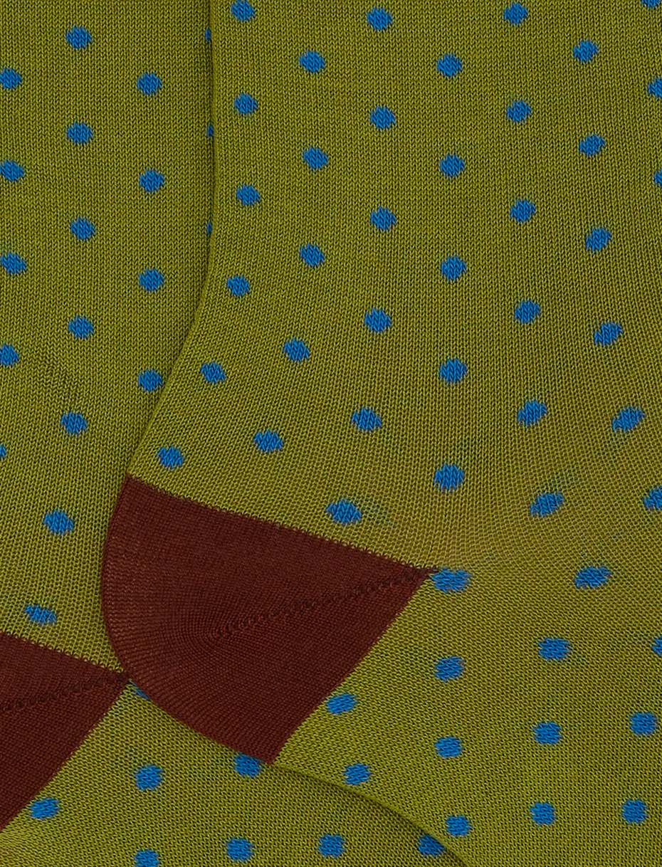 Men's short green cotton socks with polka dot pattern - Gallo 1927 - Official Online Shop