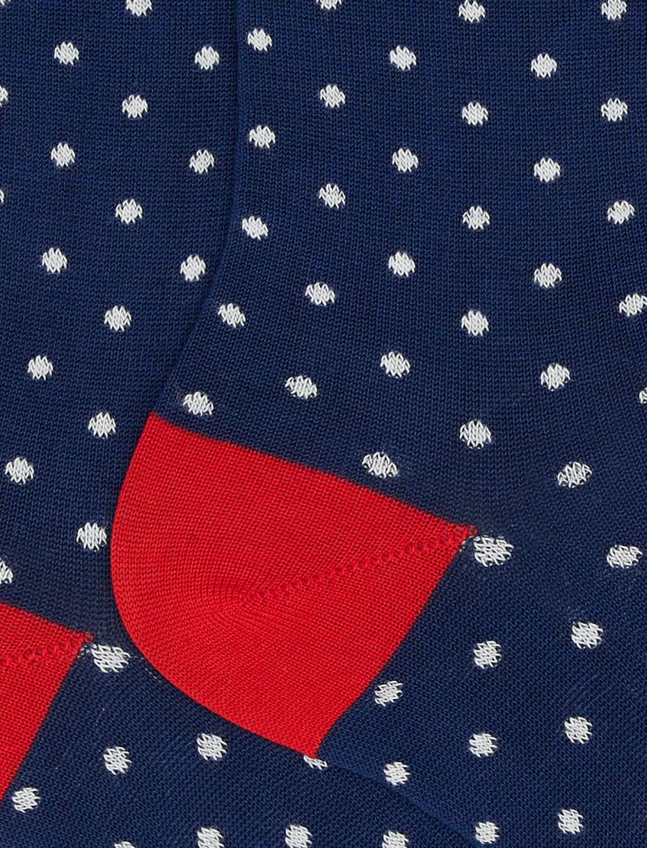 Men's short royal blue light cotton socks with polka dots - Gallo 1927 - Official Online Shop