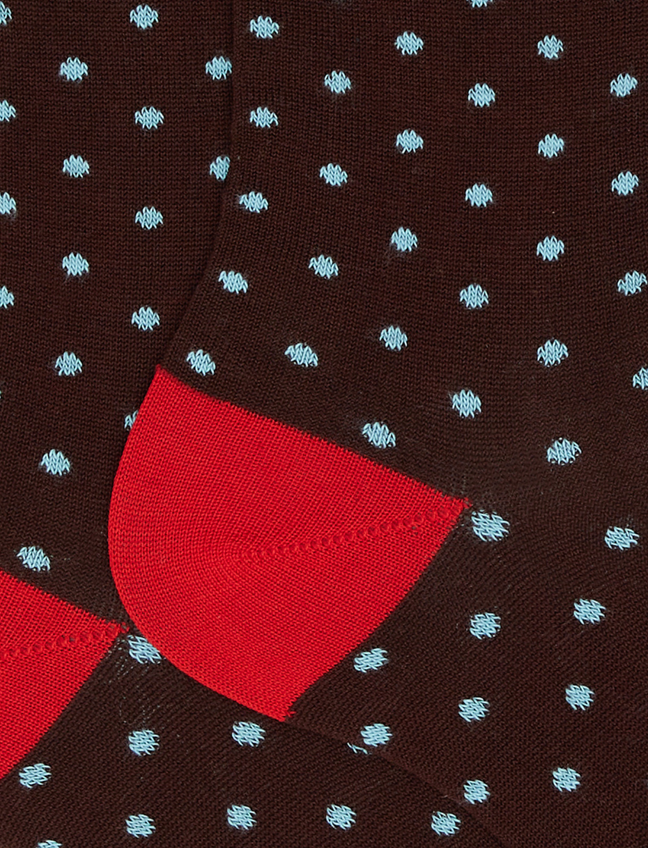 Calze corte uomo cotone leggero tabacco fantasia pois - Gallo 1927 - Official Online Shop