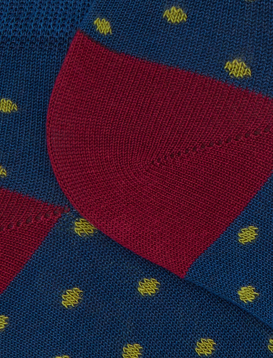Men's blue cotton ankle socks with polka dot pattern - Gallo 1927 - Official Online Shop