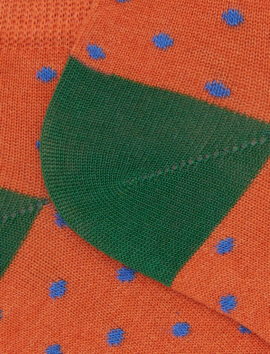 Men's orange cotton ankle socks with polka dot pattern - Gallo 1927 - Official Online Shop