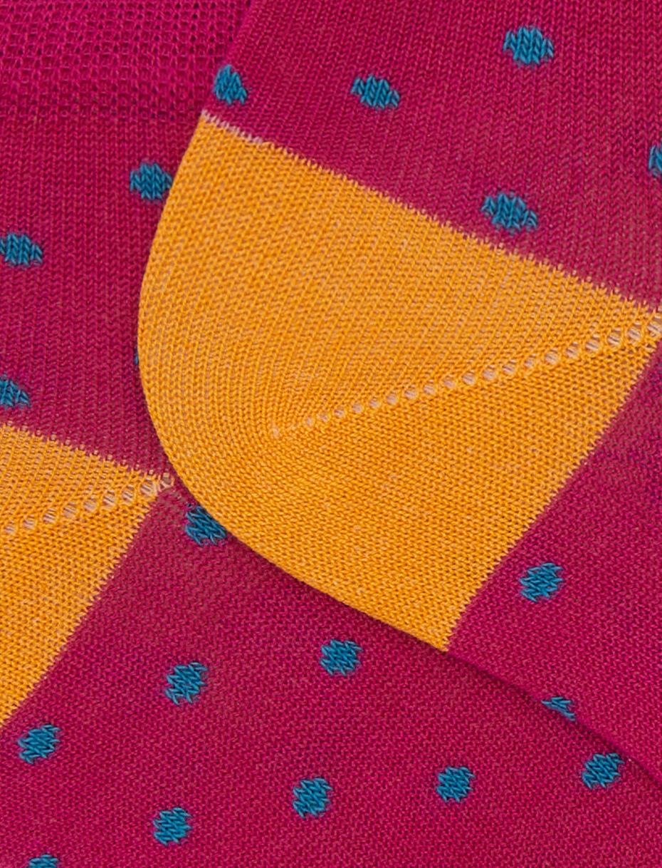 Men's fuchsia cotton ankle socks with polka dot pattern - Gallo 1927 - Official Online Shop