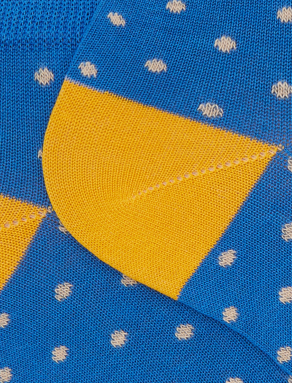 Men's light blue cotton ankle socks with polka dot pattern - Gallo 1927 - Official Online Shop