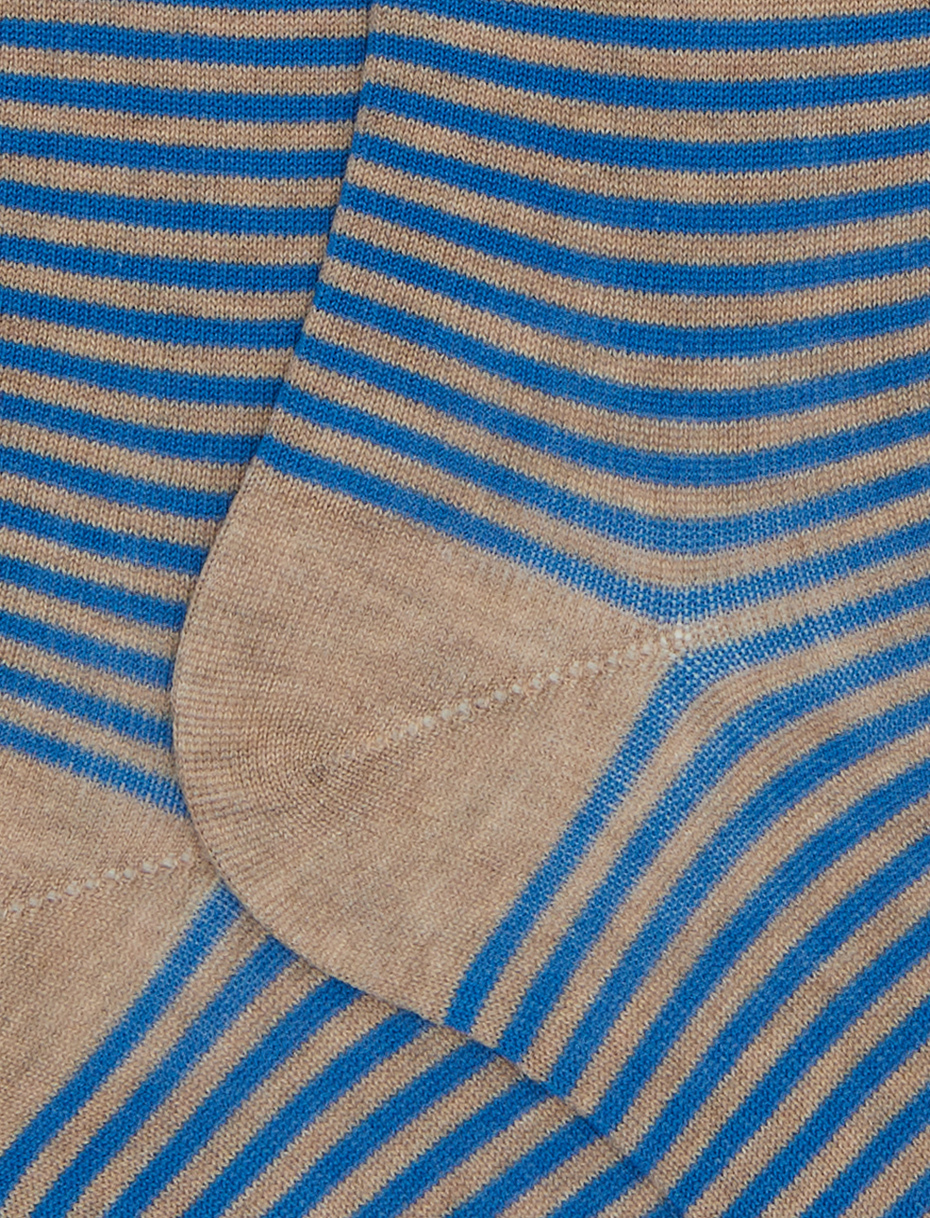 Men's long beige cotton socks with Windsor stripes - Gallo 1927 - Official Online Shop